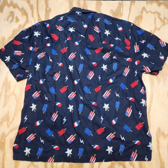 City Streets‎ Patriotic Popsicles Allover Shirt Mens XL Button Up Short Sleeve - Picture 3 of 6